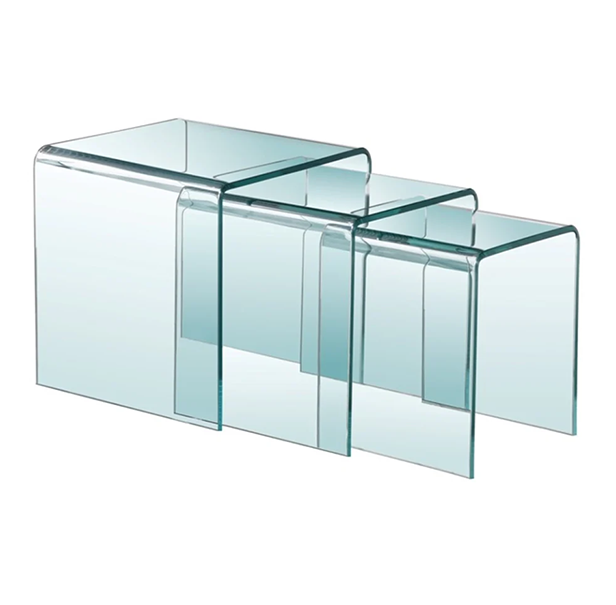 Buy Vogue Waterfall Bent Glass Nesting Tables - Set of 3